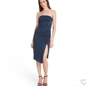 Cushnie x target strapless blue side slit dress